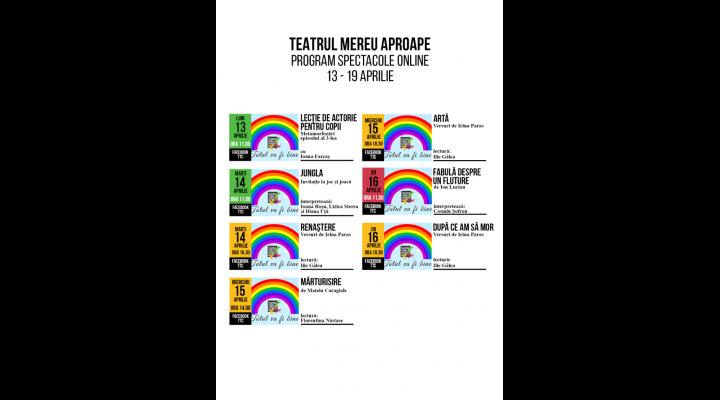 Program spectacole online ale Teatrului Toma Caragiu in perioada 13 " 19 aprilie