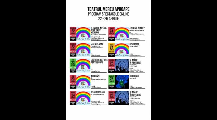 Program spectacole online ale Teatrului Toma Caragiu in perioada 22 " 26 aprilie