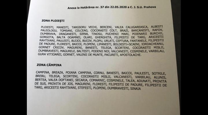 UPDATE A fost votata hotărârea pentru extinderea zonei de libera circulație, configurata în jurul Câmpinei/Prefectul județului Prahova a propus extinderea "zonei Câmpina". Vezi lista localităților
