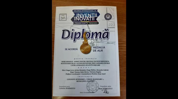 Aur pentru elevii Colegiului Virgil Madgearu Ploiești/Ce invenție le-a adus medalia