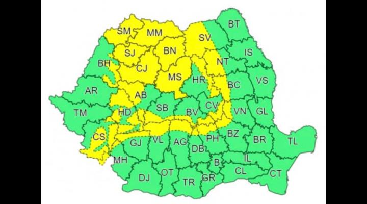 Cod galben de viscol emis de meteorologi