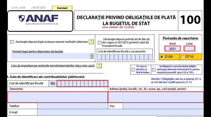 25 iunie – termenul de depunere a declarațiilor D 100 și D 101 