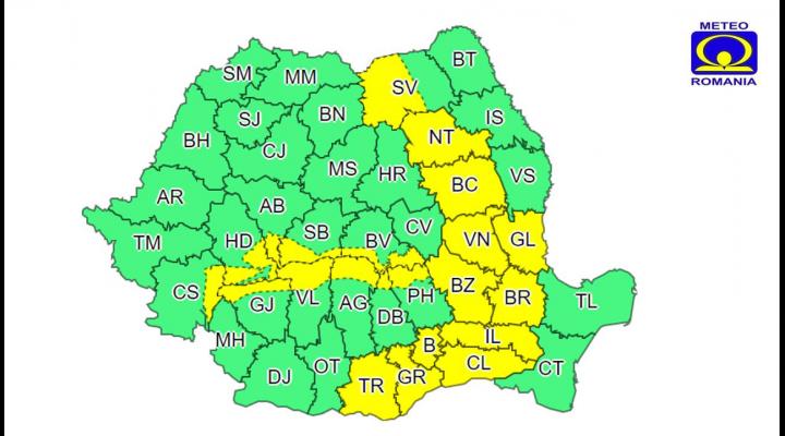 Cod galben de vânt, valabil și pentru nordul județului Prahova