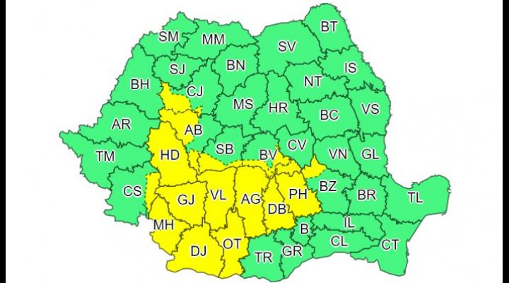 Cod galben de instabilitate atmosferică temporar accentuată, valabil și în Prahova