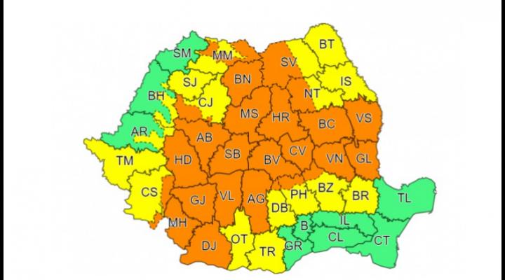 Cod portocaliu de vreme rea, valabil și pentru zona de munte din Prahova