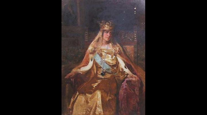 Portretul reginei Maria, realizat în ulei pe carton de pictorul Ipolit Strâmbu, obiectul lunii ianuarie la Muzeul Peleș