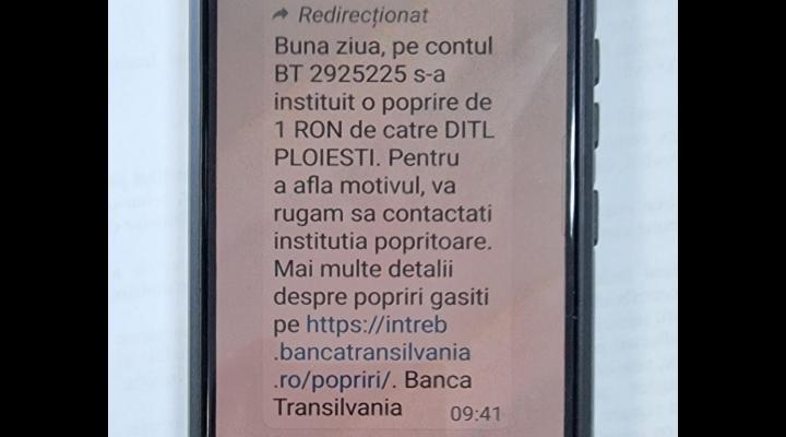 Mesaje primite de contribuabilii din Ploiești/SPFL Ploiești: vă rugăm să nu accesați link-ul menționat în mesaj