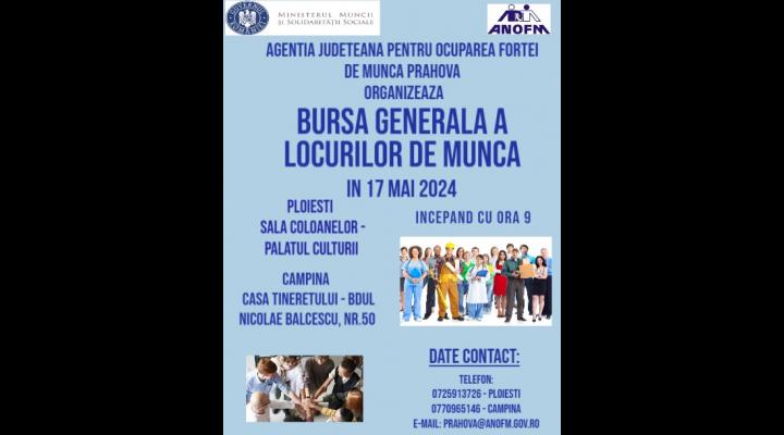 Bursa generala a locurilor de munca – 17 mai 2024