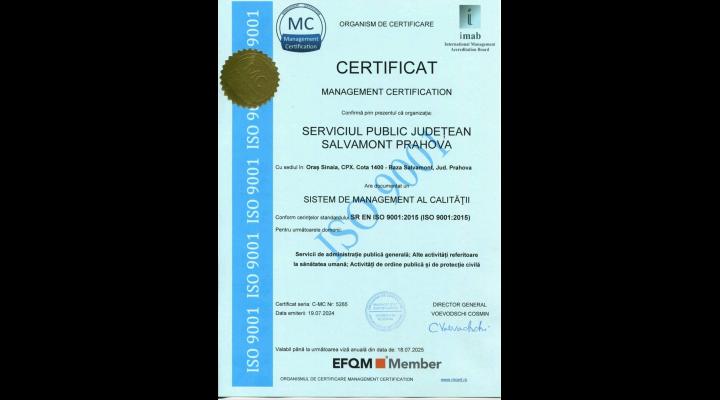 Salvamont Prahova a obținut certificare ISO 9001