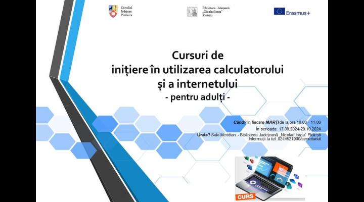 Cursuri gratuite pentru adulți de inițiere în utilizarea calculatorului și a internetului, la Biblioteca "Nicolae Iorga" din Ploiești 