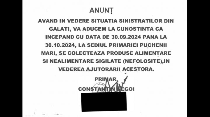 La sediul Primariei Puchenii Mari se strang ajutoare pentru sinistrati