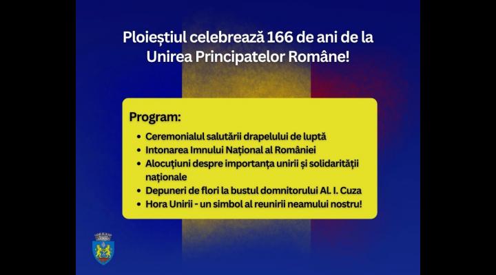 Manifestări organizate în Ploiești cu ocazia Zilei Unirii Principatelor Române