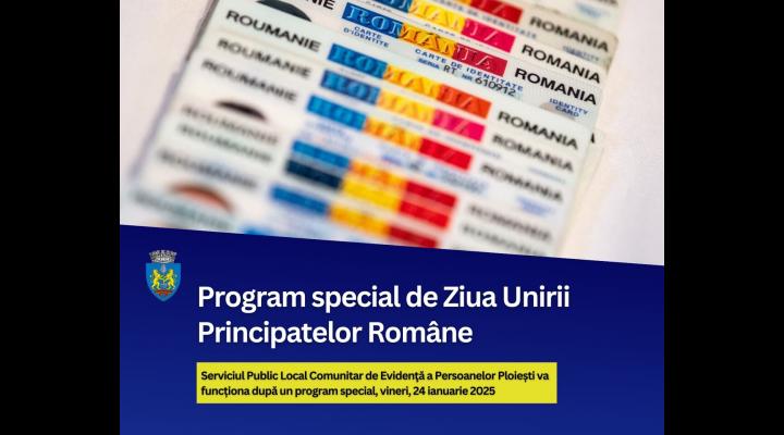 Program special de funcționare la SPLCEP Ploiești vineri, 24 ianuarie 2025