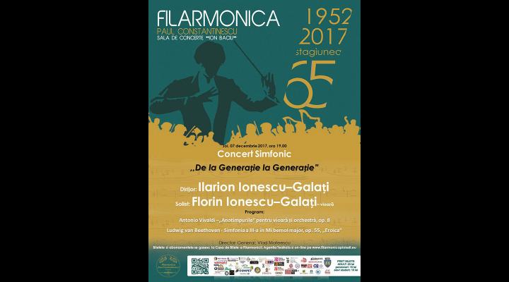 "De la Generație la Generație" - Maestrul Ilarion Ionescu - Galați revine pe scena Filarmonicii ploieștene împreună cu fiul său, marele violonist Florin Ionescu - Galați