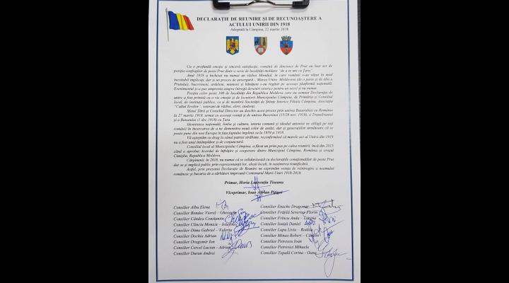 S-au semnat noi declaratii de Reunire cu Republica Moldova, in Prahova