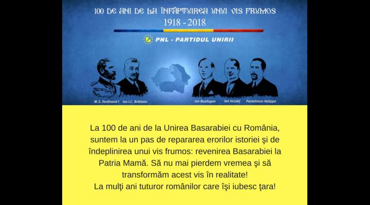 Senatorul PNL - Iulian Dumitrescu: La 100 de ani de la unirea Basarabiei cu România, suntem la un pas de repararea erorilor istoriei