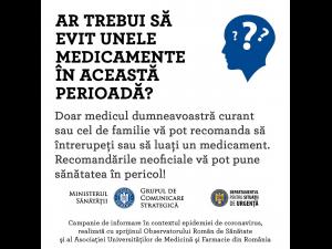Medicul dumneavoastră este cel mai în măsură să decidă ce medicamente puteți sau nu puteți lua în contextul epidemiei de coronavirus