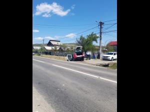 UPDATE/Accident la Măgurele/O mașină s-a răsturnat