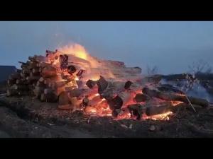 VIDEO - Incendiu la o fabrica de cherestea din Prahova