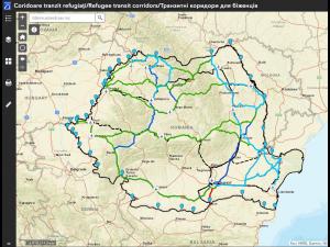 Hartă interactivă ce prezintă coridoarele de tranzit recomandate cetățenilor ucraineni pe teritoriul României