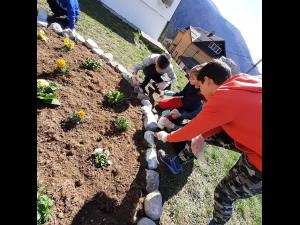 Când munca în echipă ... ”mută munții din loc”/La Sinaia, un colț verde a fost amenajat de elevi