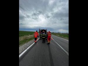 FOTO Șofer, transportat cu elicopterul la spital în urma unui accident petrecut pe DN 1 B