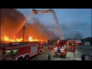 VIDEO: Incendiu violent la o hala din judetul Arges