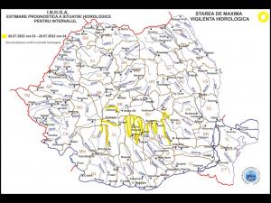 Atenționare hidrologică - cod galben pentru cinci bazine hidrografice/Vizat este și județul Prahova