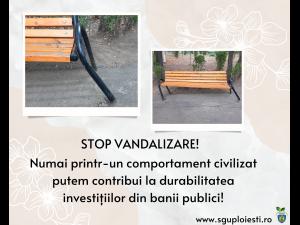 O bancă din Parc Cameliei- Nord, vandalizată 