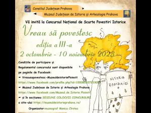 Se fac înscrieri la Concursul Național de Scurte Povestiri cu temă istorică intitulat ,,Vreau să povestesc’’