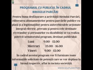 SGU Ploiești a anunțat programul de lucru cu publicul pentru ridicarea abonamentelor sau legitimațiilor de parcare