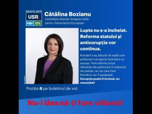 Cătălina Bozianu, candidata Alianței Dreapta Unită pentru Parlamentul European: Combaterea corupției este o prioritate pentru europarlamentarii Dreapta Unită