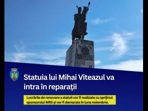 Statuia lui Mihai Viteazul din Piața Mihai Viteazul va intra în curând în renovare, cu ajutorul MRS RESIDENCE 