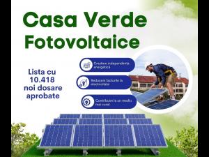 10.418 dosare, aprobate în programul Casa Verde Fotovoltaice  