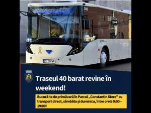 Se repune în circulație Traseul 40 barat Hale Catedrală – Parc „Constantin Stere” Bucov 